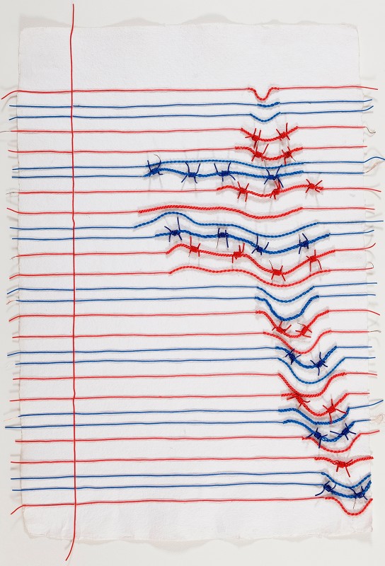 Ruled paper (red, blue, white)