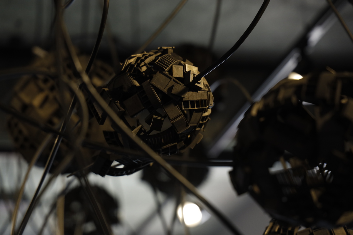 Teak wood, Steel, Ink