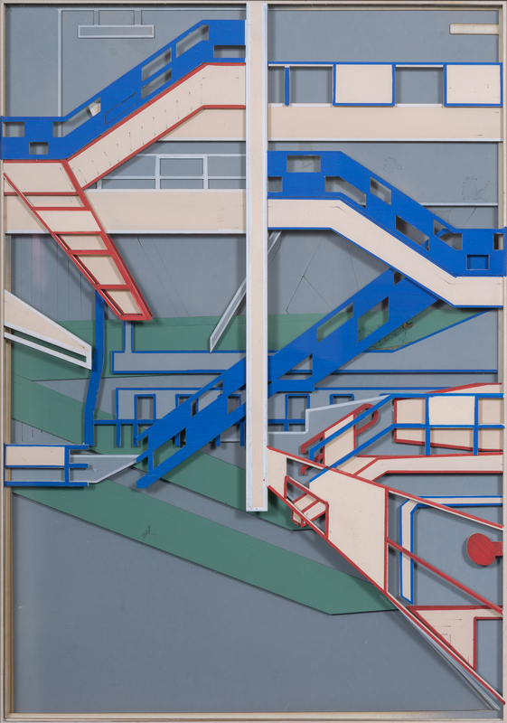 Industrial landscape, (Paper relief Drawing)