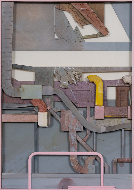 Industrial landscape, (Paper relief Drawing)
